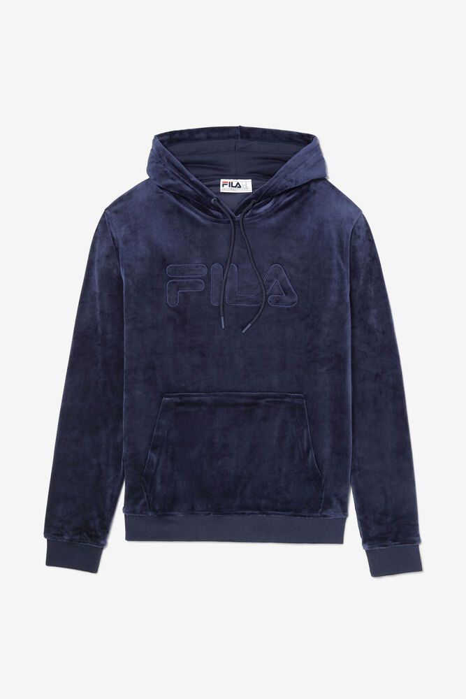 Fila Hoodie Mens Navy - Asher Velour - Philippines 7921046-DM